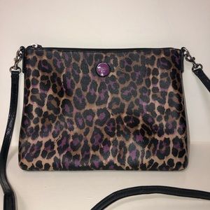 Coach purple leopard print crossbody purse
